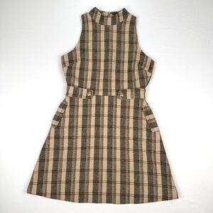 Alexia Admor Plaid Mini Shift F&F Dress Sleeveless Work Winter Camel Black Red M